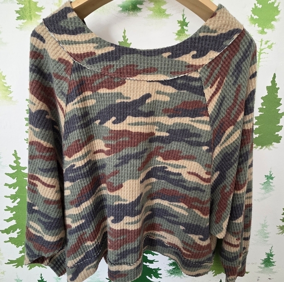 Impressions Sweaters - Impressions Camouflage Patterned Knit Top